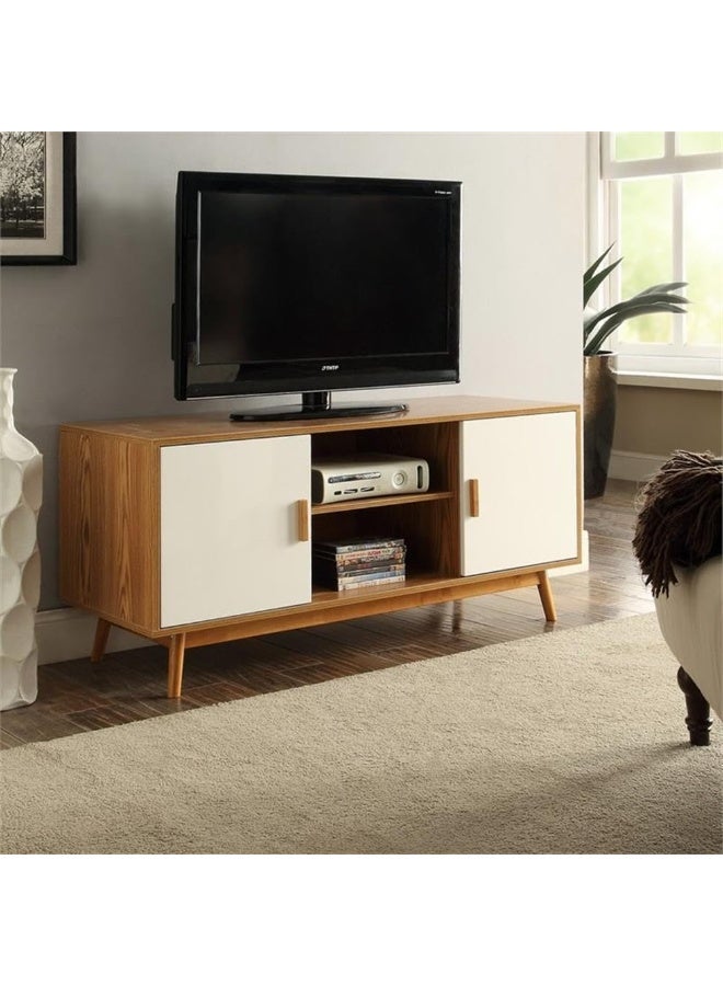 Convenience Concepts Oslo TV Stand, Brown Woodgrain/White - Image 2